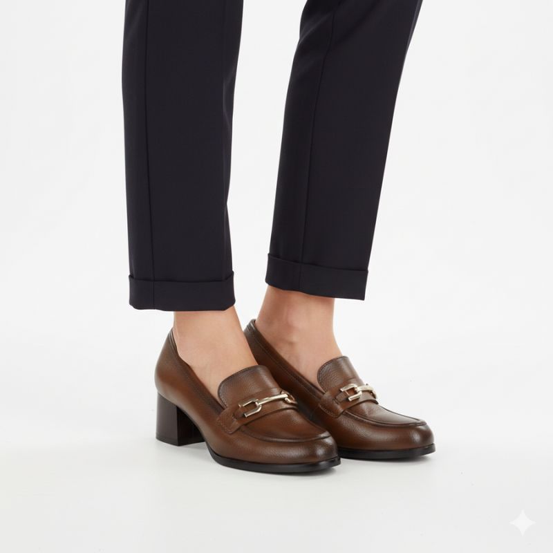 Women's brown high-heeled loafers, lords, Potocki SZ12784 To be categorized Your Sports Performance