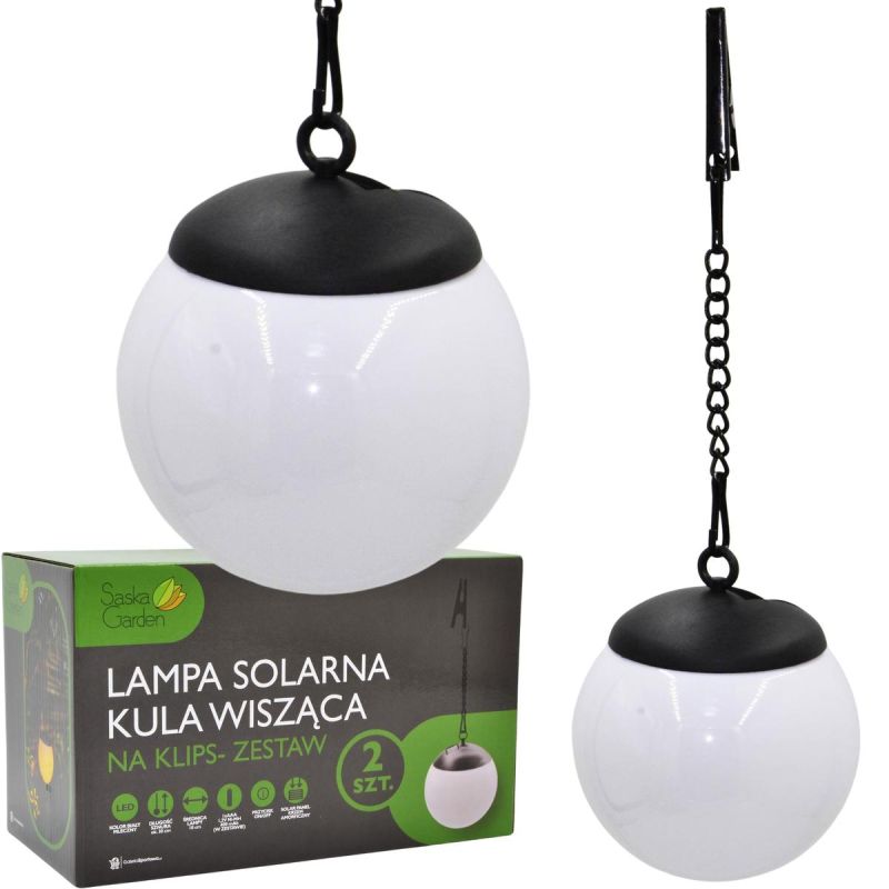 SOLAR LAMP PLASTIC BALL HANGING WITH CLIP 10X30CM SET OF 2 PCS Home and Garden/Lighting Your Sports Performance