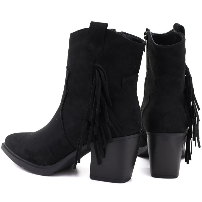 Women's insulated cowboy boots with fringes, black M.Daszyński MR2520-1