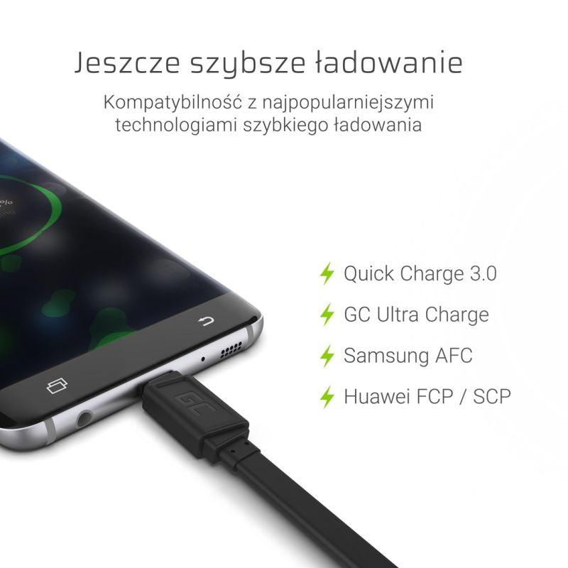 GREEN CELL USB - USB-C CABLE 25CM QUICK CHARGE 3.0 Kable i adaptery/Kable USB Your Sports Performance