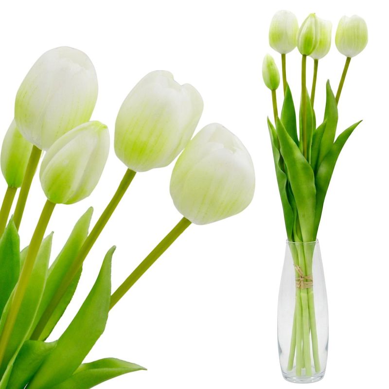BOUQUET OF 5 WHITE TULIPS 39 CM LIFE-LIKE SPRING DECORATION Home and Garden/Equipment Your Sports Performance
