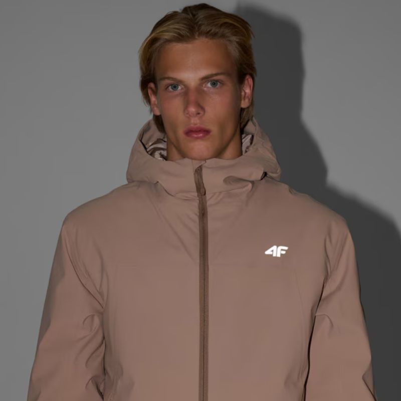 Men's ski jacket 4F M0787 beige 4FWAW25TTJAM0787 83S In preparation Your Sports Performance