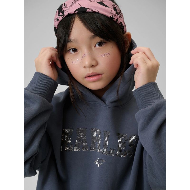 Girls' loose sweatshirt with hood 4F 4FJRSS26TSWSF2627-22S