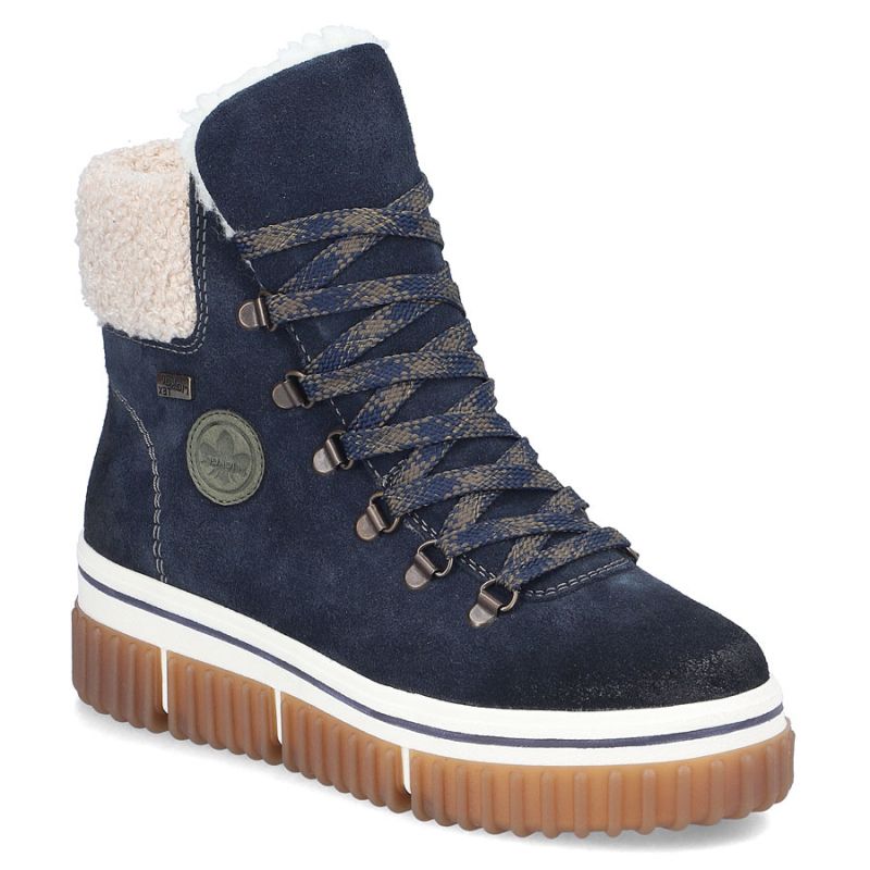 Rieker Y6347-14 Navy Blue Waterproof Leather Women's Ankle Boots