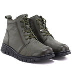 Comfortable Khaki Leather Ankle Boots for Women T.Sokolski OL67-1