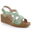Sergio Leone SK298 women's patent leather wedge sandals in green Footwear Your Sports Performance