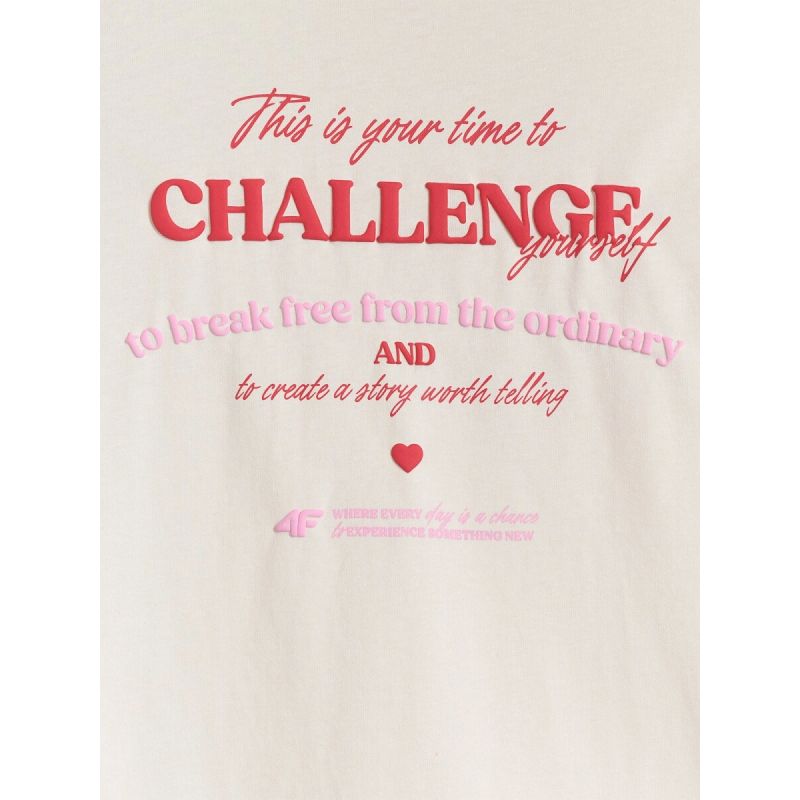 Oversized longsleeve with print for girls 4F 4FJRAW25TLONF589-11S 4f