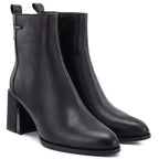 Black Leather Heeled Ankle Boots for Women Vinceza 86449