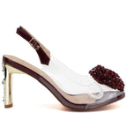 Burgundy Transparent Heeled Sandals D&A MR62-9077