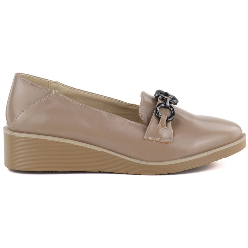 Women's beige wedge shoes with decoration M.Daszyński MR2265 M. Daszyński