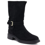 Women’s Lined Suede Ankle Boots, Black Officer Boots Potocki SH96312