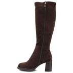 Women’s brown suede heeled boots Potocki SZ12849
