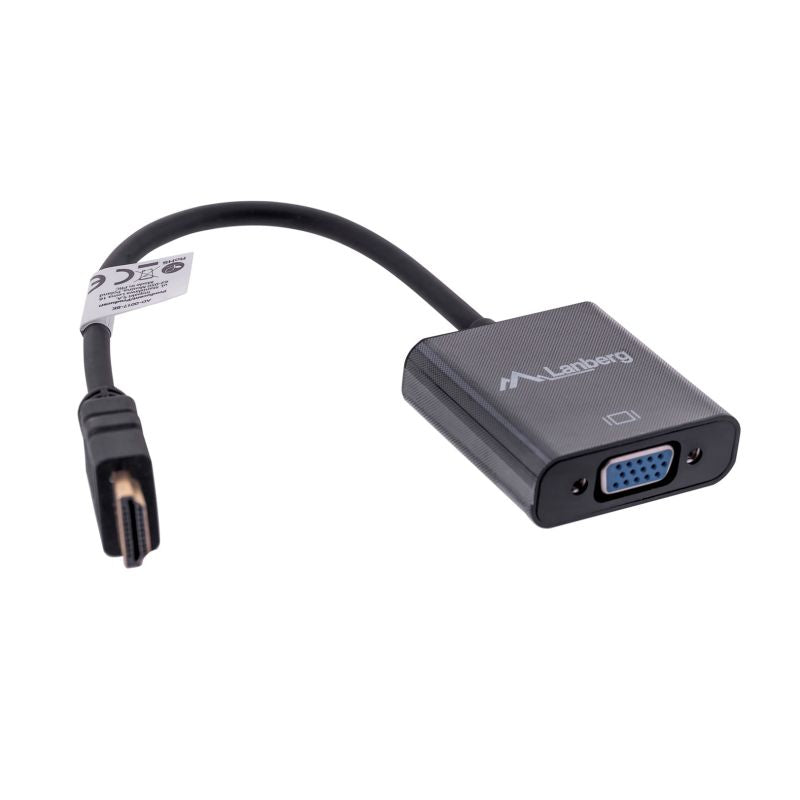 Lanberg AD-0017-BK adapter (HDMI M - D-Sub (VGA) F; 0.20m; black color) Kable i adaptery/Adaptery, przejściówki Your Sports Performance