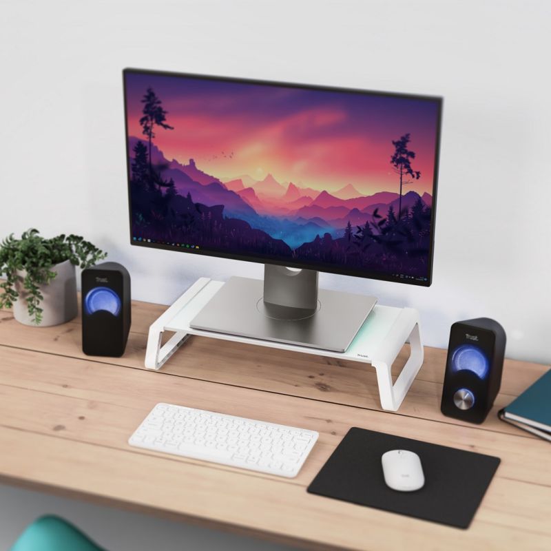 TRUST MONTAGE GLASS MONITOR STAND WHT (25351) In preparation Your Sports Performance