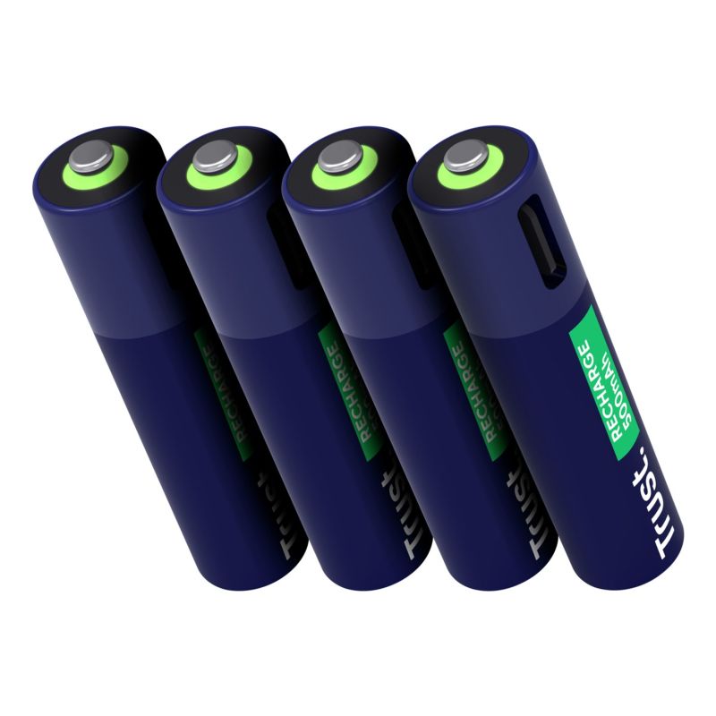 Trust AAA Batteries USB-C RECHARGEABLE BATTERIES 4P Baterie, akumulatorki i ładowarki/Baterie Your Sports Performance