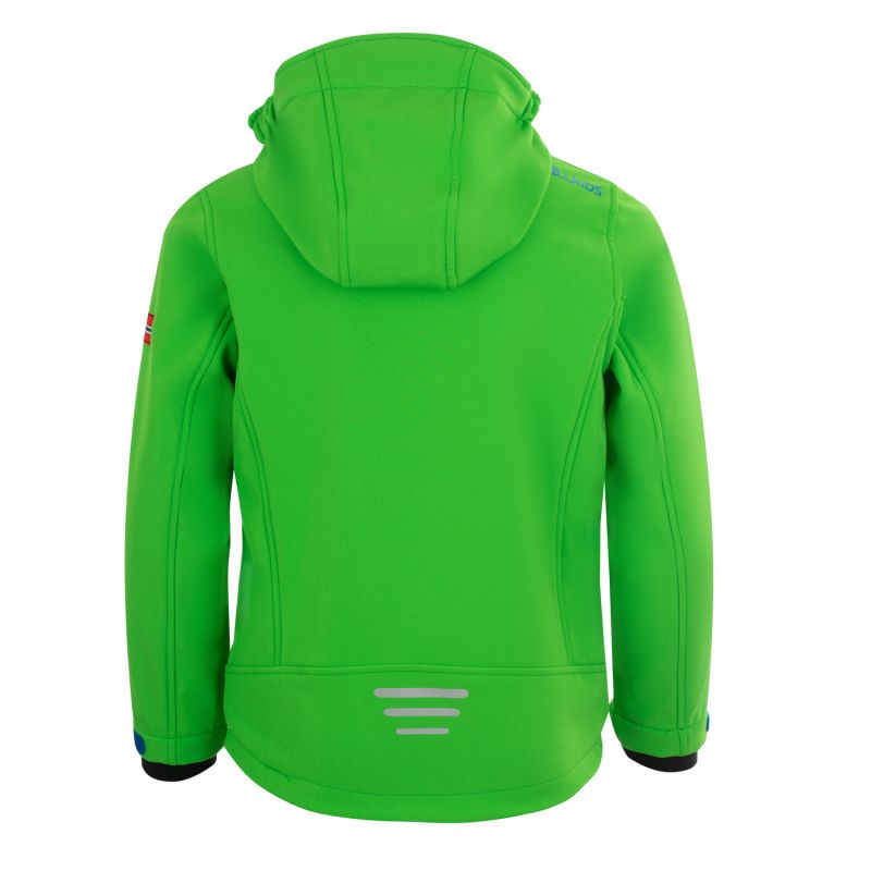 TrollKids Kids Trollfjord Jacket bright green/med blue windproof softshell jacket (161-304) In preparation Your Sports Performance
