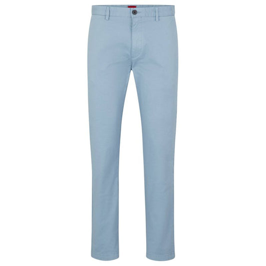 Hugo Boss men's slim-fit trousers in stretch cotton gabardine, light blue (50468314-451) In preparation Your Sports Performance