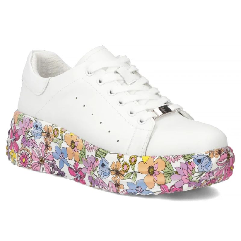 Leather platform sneakers with white floral print Filippo DP7507