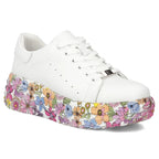 Leather platform sneakers with white floral print Filippo DP7507