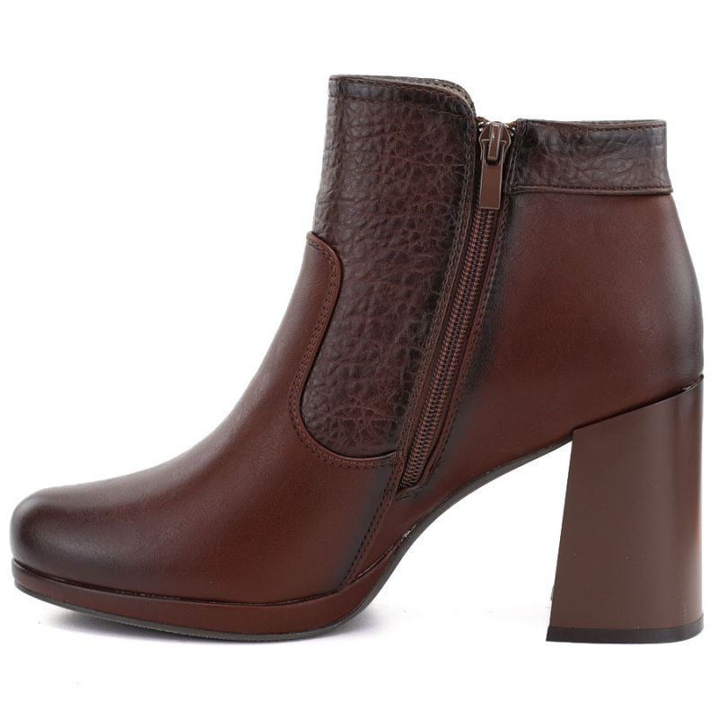 Women's ankle boots with a block heel and platform, insulated, dark brown, M.Daszyński AF125B-1