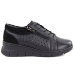 Women's leather openwork wedge shoes, black Vinceza 39977 To be categorized Your Sports Performance