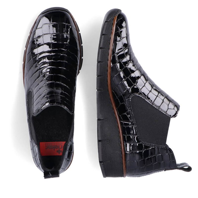 Rieker W R474 snakeskin leather ankle boots black