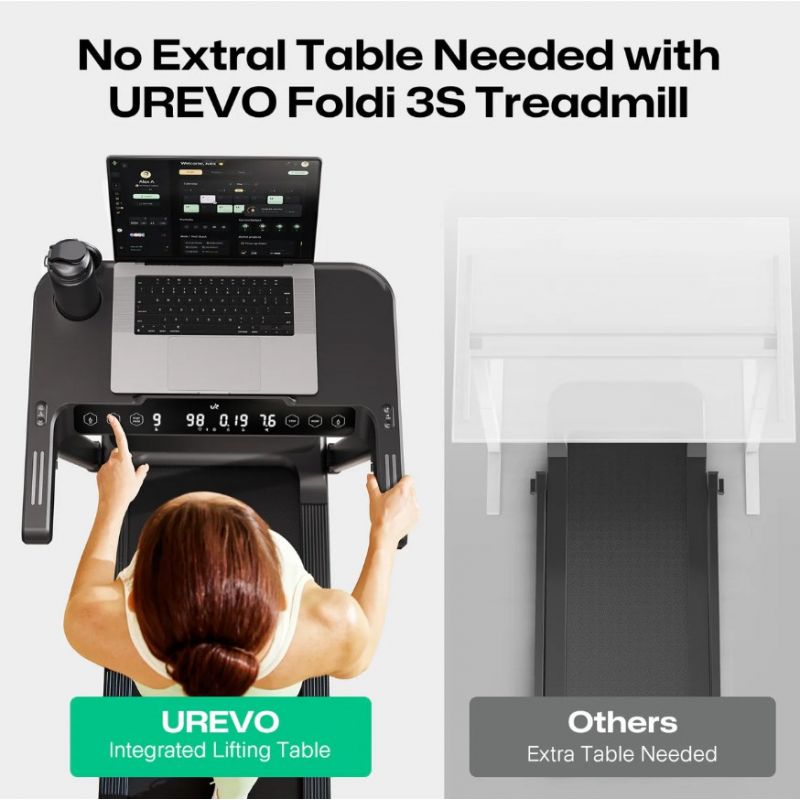 Treadmill with built-in desk for work and exercise UREVO Foldi 3S In preparation Your Sports Performance