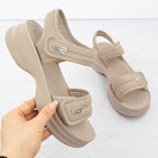 Women's sandals with thick soles and Velcro, beige Potocki 105300 Footwear Your Sports Performance