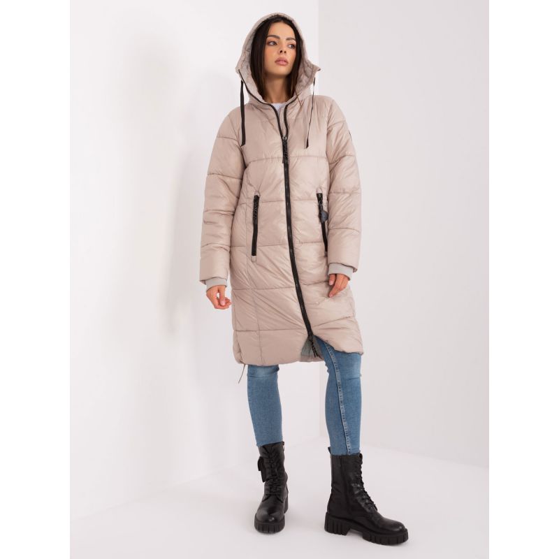 Women's beige quilted winter jacket SUBLEVEL knee-length (D50048X44518B3) In preparation Your Sports Performance