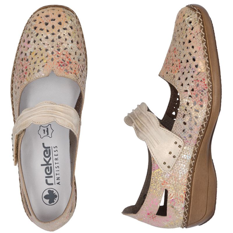 Women's leather velcro openwork shoes, multicolor Rieker 41399-92 To be categorized Your Sports Performance
