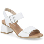 Women's leather sandals on a block heel white Remonte by Rieker D1K51-80 Rieker