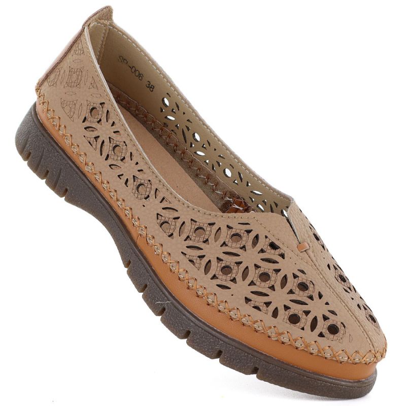 Women's leather openwork brown shoes Sergio Leone SP006 LEONE