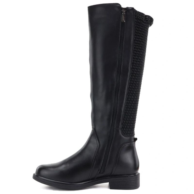 Women's leather boots with elastic upper, black Cambell JE19489