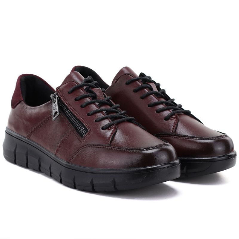 Women's leather platform shoes in burgundy Vinceza 133130
