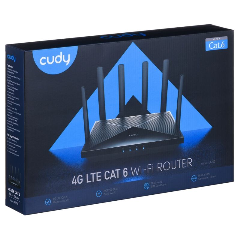 CUDY LT700_EU LAN Gigabit AC1200 Router Dual Band Wi-Fi Mesh 4G LTE Cat.6 Dual SIM Komunikacja i łączność/Routery 3G/4G/5G Your Sports Performance