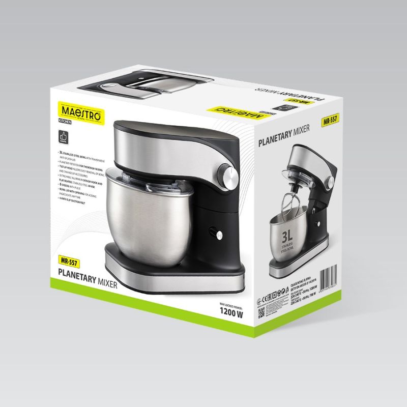 Planetary mixer with 3l bowl, 1200W MR-557 MAESTRO AGD - Produkty/Roboty kuchenne Your Sports Performance