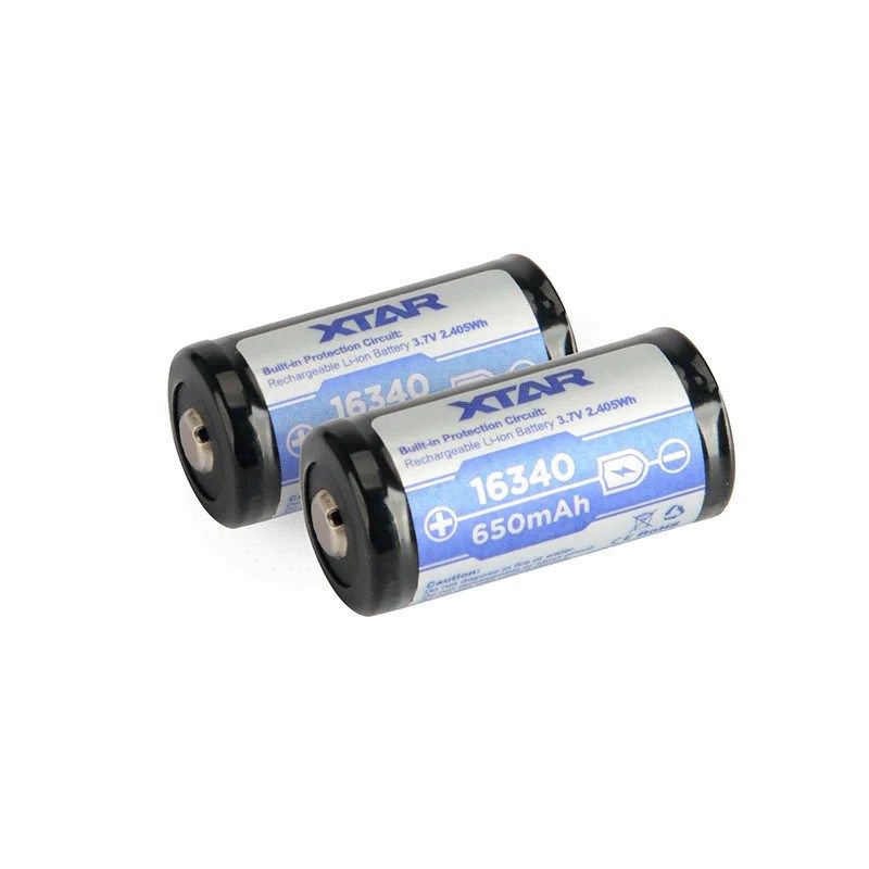 XTAR BATTERY 16340/R-CR123 3.7V 650MAH LI-ION WITH PROTECTION 16340-650 Baterie, akumulatorki i ładowarki/Akumulatorki Your Sports Performance