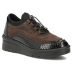 Leather suede crocodile wedge shoes brown Filippo DP8106