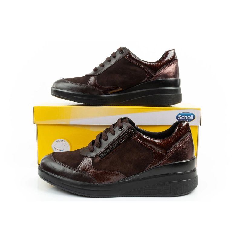 Scholl Emma Laces Women's Sports Shoes Leather Brown Platform Scholl
