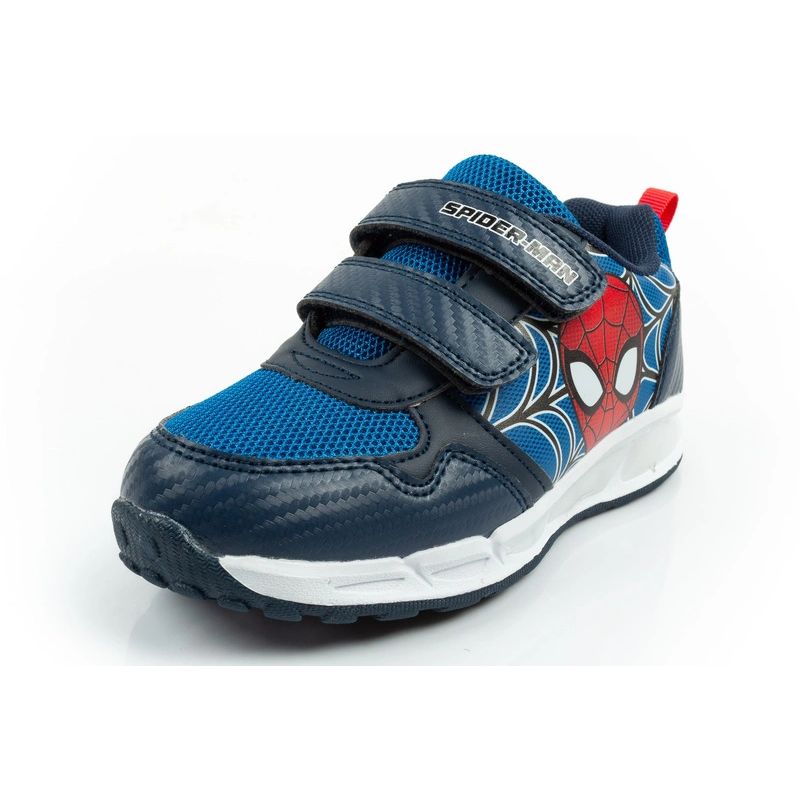 Leomil children's sports shoes Spiderman sneakers lightweight with velcro black blue