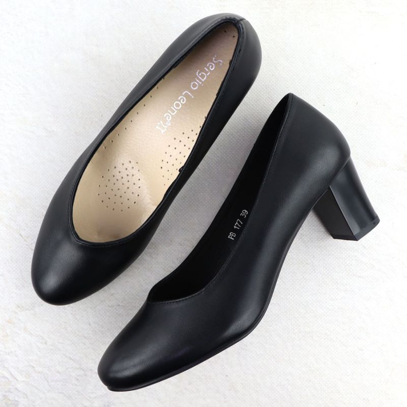 Women's black low-heel pumps Sergio Leone PB177 Footwear Your Sports Performance