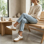 Women's leather suede platform shoes, white Filippo DP6776