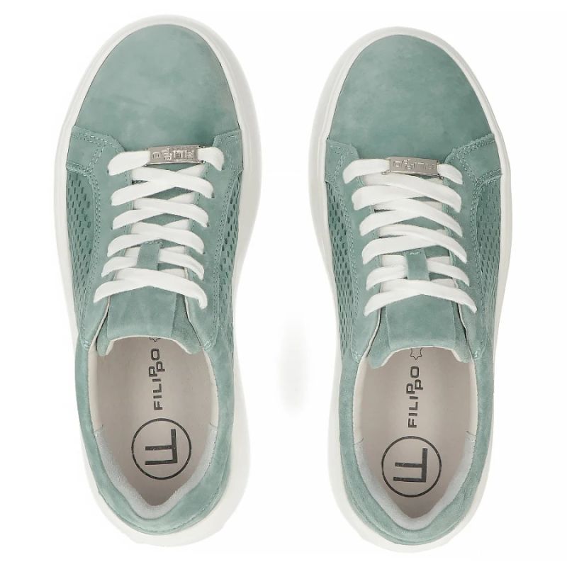 Women's leather sneakers openwork green Filippo DP7520/26 Filippo