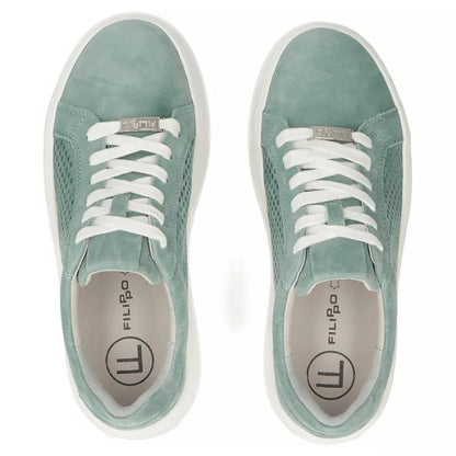 Women's leather sneakers openwork green Filippo DP7520/26 Filippo