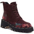 Women’s burgundy leather ankle boots with flowers Artiker 59C0248