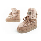 D.Franklin women's winter snow boots, fashionable fur lining, brown high D.Franklin