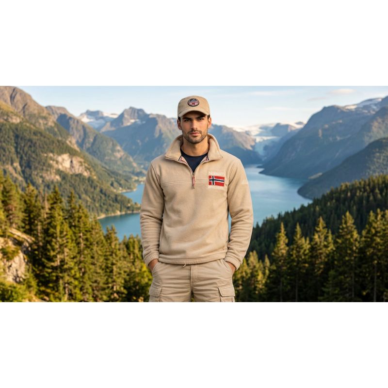 Men’s Fleece Jacket Geographical Norway TEQUATEUR BEIGE DB MEN 233 (WZ6694H/GN-BEIGE)