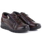 Women's leather openwork wedge shoes, brown Vinceza 39977 To be categorized Your Sports Performance