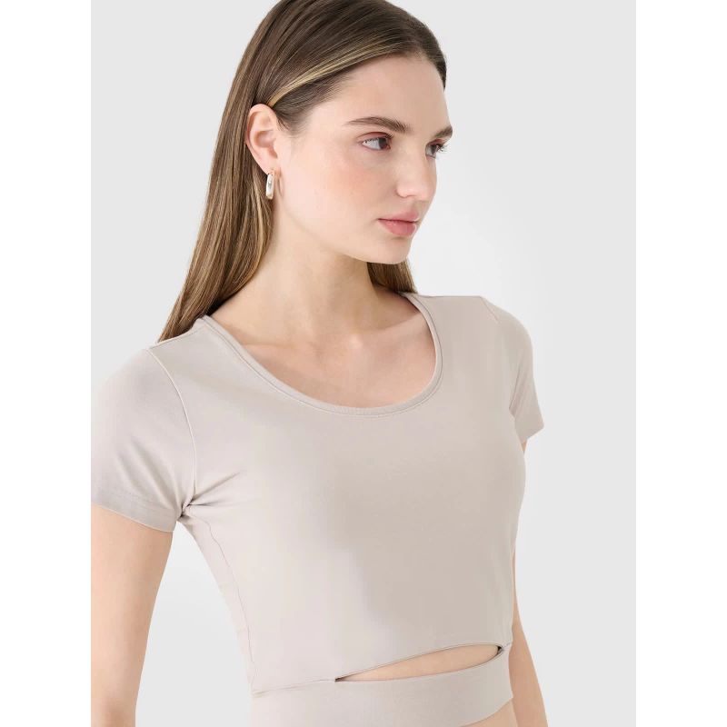 Women's crop top plain t-shirt 4F 4FRSS25TTSHF2695-83S *Kategoria tymczasowa Your Sports Performance