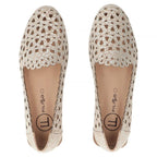 Women's leather openwork shoes, beige, Filippo DP7710 Filippo